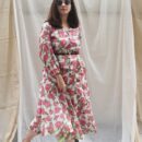 Dahlia pink floral print skirt top coord set